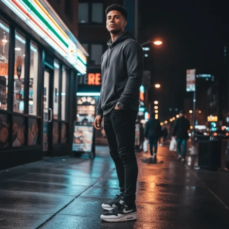 Nike Air Max 1 Устойчивые к истиранию низкие повседневные беговые кроссовки Мужские Серый Черный
