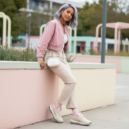 Nike Air Max 97 Low Топ Повседневные Беговые Кроссовки Женские Нежно-Розовые