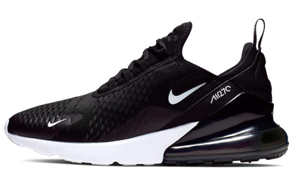 Nike Air Max 270 Canvas Low Top Air Cushion Повседневные Беговые Кроссовки Унисекс Черный Белый