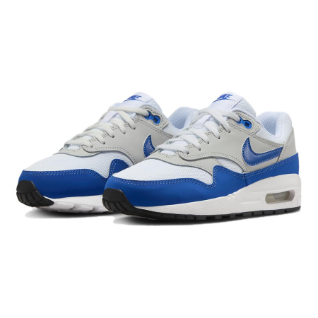 Nike Air Max 1 Комфортные Устойчивые к Износу Низкие Кроссовки для Беговых Занятий Детские Белые и Синие