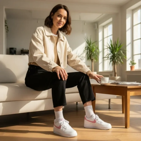 Nike Air Force 1 Slip Resistant Abrasion Resistant Низкие Кроссовки для скейтбординга Женские Белые
