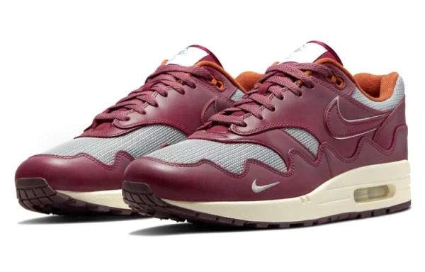 Patta X Nike Air Max 1 Амортизация Дышащий Низкий Верх Повседневные Беговые Кроссовки Унисекс Красный