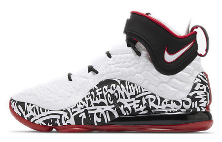 Nike Lebron 17 'Graffiti' Амортизация Противоскользящие MID Баскетбольные кроссовки для игры Унисекс Черный Белый