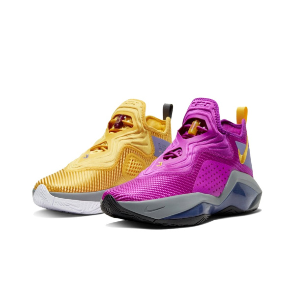 Nike Zoom Soldier 14 EP Солдат 14 Лейкерс Несовпадающий Круглый Носок Искусственная Кожа
