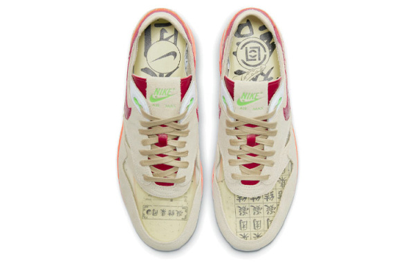 CLOT X Nike Air Max 1 Устойчивые к истиранию низкие повседневные беговые кроссовки унисекс коричнево-красные
