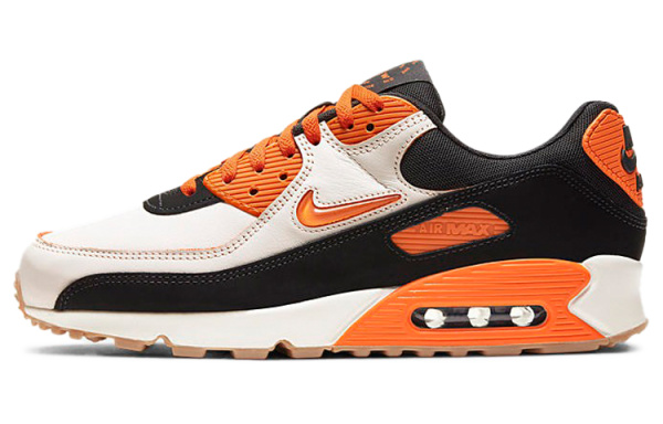 Nike Air Max 90 Low Топ Амортизирующие Повседневные Беговые Кроссовки Мужские Черно-Белые Оранжевые