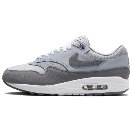 Nike Air Max 1 Устойчивые к истиранию Дышащие Низкие Повседневные Беговые Кроссовки Унисекс Серебристо-Серый