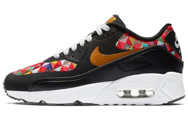 Nike Air Max 90 Кожа Амортизация Поддержка Низкий Верх Детская Беговая Обувь Узор Пэчворк