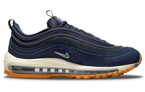 Nike Air Max 97 Текстиль Кожа Амортизация Износостойкие Низкие Повседневные Беговые Кроссовки Женские Синие