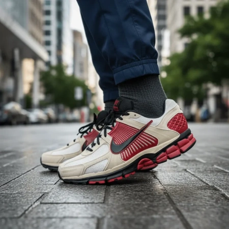 Nike Zoom Vomero 5 Сетка Текстиль Синтетическая кожа Противоскользящий Устойчивый к истиранию Дышащий Низкий верх