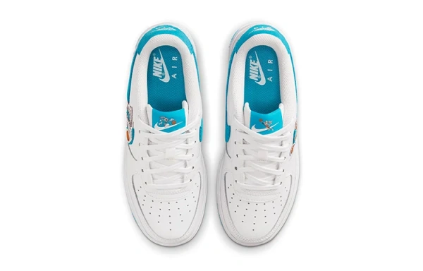 Space Jam X Nike Air Force 1 TUNE Squad Кожа Амортизация Низкие Детские Скейтбординги Белый Синий