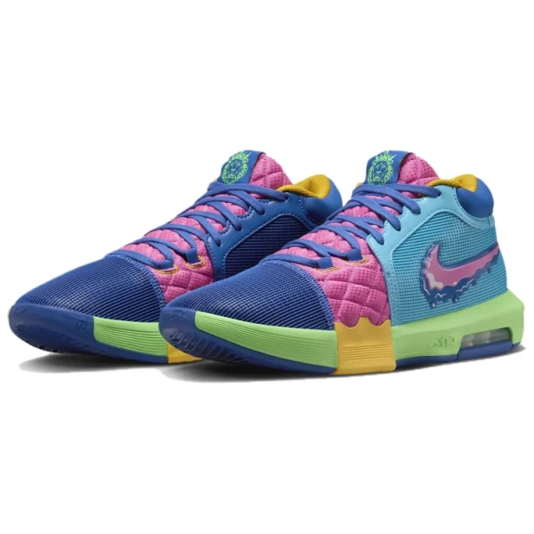 Nike Slip-Resistant Abrasion-Resistant MID Топ Баскетбольные Кроссовки Мужские Синий Розовый