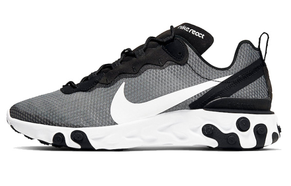 Nike React Element 55 Ткань Anti-Slip Легкий Низкий Верх Повседневные Беговые Кроссовки Унисекс Черный Белый