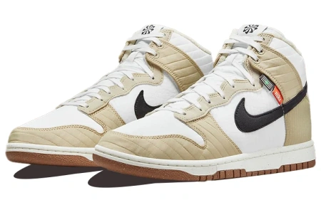 Nike Dunk High Топ Скейтборд Кроссовки Мужские Светло-Коричневый Белый Переработанный Материал