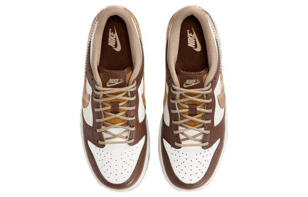 Nike Dunk Кожа Устойчивая к истиранию Низкие Детские Скейтбординги Белый-коричневый
