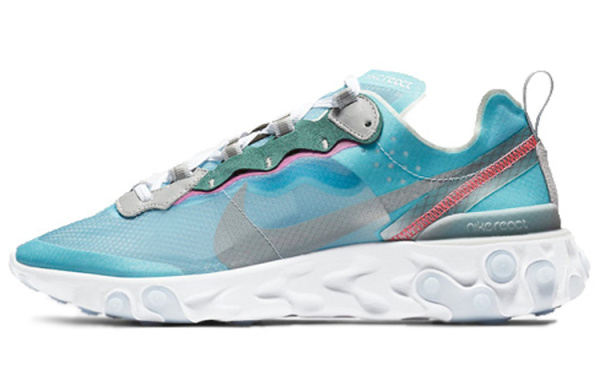 Nike React Element 87 Сетка Текстиль Дышащий и Легкий Низкие Беговые Кроссовки Унисекс Ледяной Синий