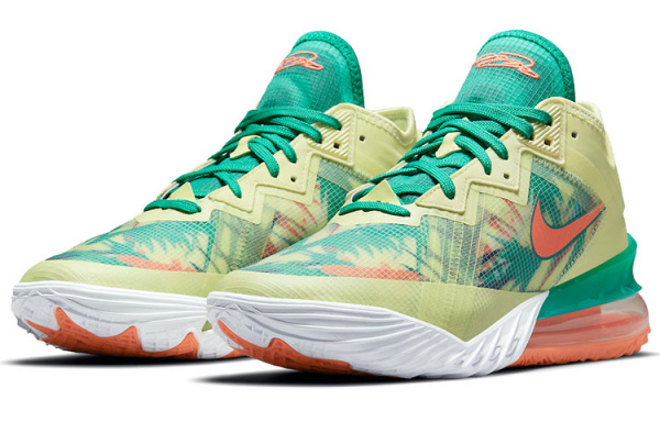 NIKE Lebron 18 Low EP 'Лето REFRESH' Лимонный Чай Удобный Текстиль Синтетическая Кожа TPU