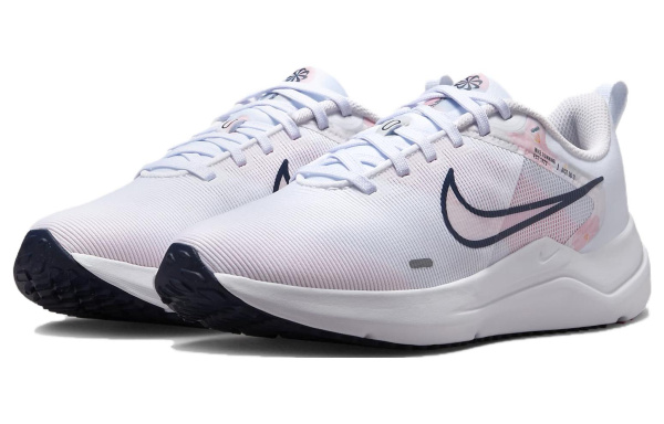 Nike Downshifter 12 Амортизация Устойчивость к истиранию Дышащий Низкий Топ Повседневные Беговые кроссовки Женские Белый Розовый