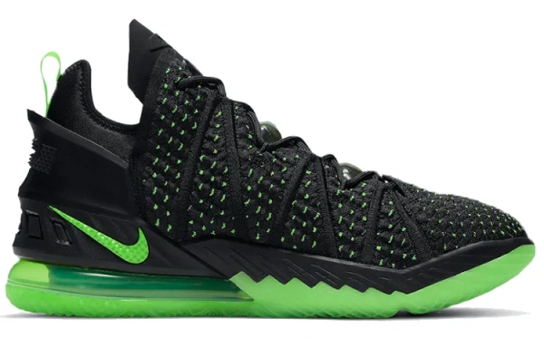 Nike Lebron 18 Low Топ Баскетбольные кроссовки для игры Мужской Черный Зеленый Белый Азиатская версия