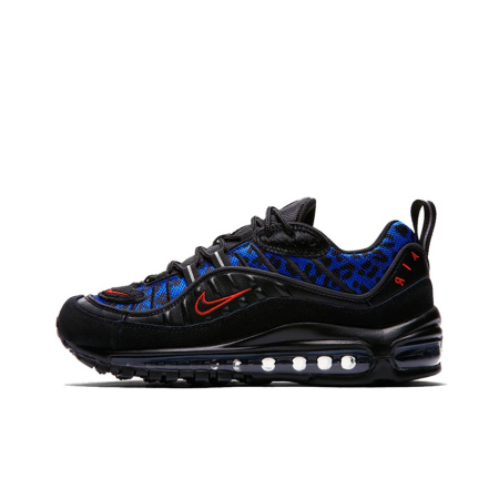 Nike Air Max 98 Black Panther Mesh Low-Top Марафон Беговые кроссовки Женские Черные Синие