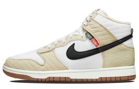 Nike Dunk High Топ Скейтборд Кроссовки Мужские Светло-Коричневый Белый Переработанный Материал