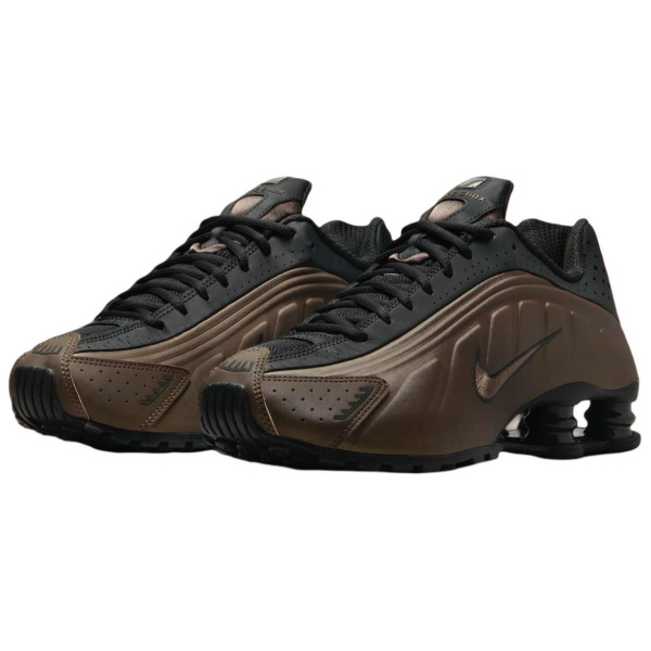 Nike Shox R4 Устойчивые к истиранию низкие беговые кроссовки женские коричневые черные