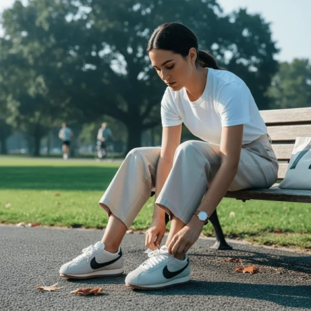Nike Cortez Vintage Low Кроссовки для бега Женские Серый Черный