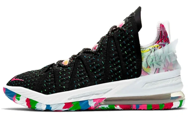 Nike Lebron 18 Low Топ Баскетбольные кроссовки Унисекс Черный Белый Розовый Азиатская версия