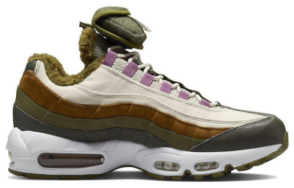 Nike Air Max 95 Текстиль Кожа Низкий Верх Повседневная Обувь Мужская Зеленая