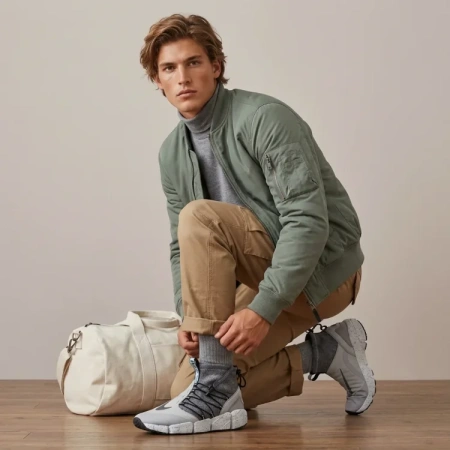 Nike Air Footscape MID Utility DMWolf Серый Амортизация Износостойкий MID Верх Повседневная Обувь Унисекс Серый