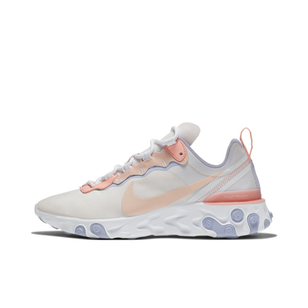 Nike React Element 55 Ткань Амортизация Низкий Топ Повседневные Беговые Кроссовки Женские Вишневый Цветок Розовый