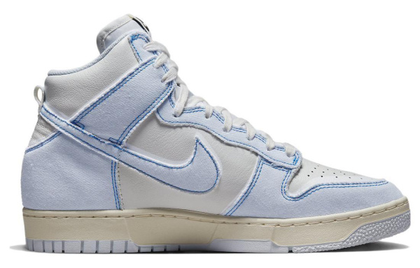 Nike Dunk High 1985 Деним Синий Удобные Высокие Кроссовки для Скейтбординга Унисекс Белый Синий
