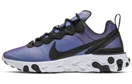 Nike React Element 55 Ткань Амортизация Легкий Низкий Топ Беговые кроссовки Женские Лазерный Фиолетовый