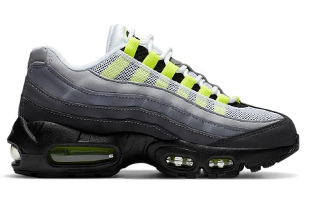 Nike Air Max 95 OG Неон Синтетическая кожа Амортизация Низкие детские беговые кроссовки Серый Черный Зеленый