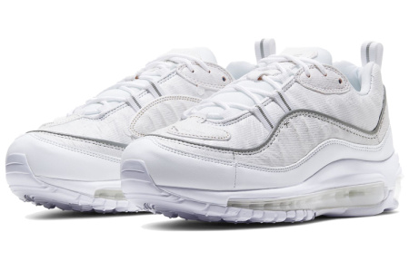 Nike Air Max 98 Амортизация Устойчивость к истиранию Легкий Низкий Верх Повседневные Беговые Кроссовки Женские Белые