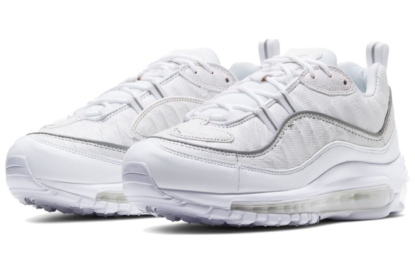 Nike Air Max 98 Амортизация Устойчивость к истиранию Легкий Низкий Верх Повседневные Беговые Кроссовки Женские Белые