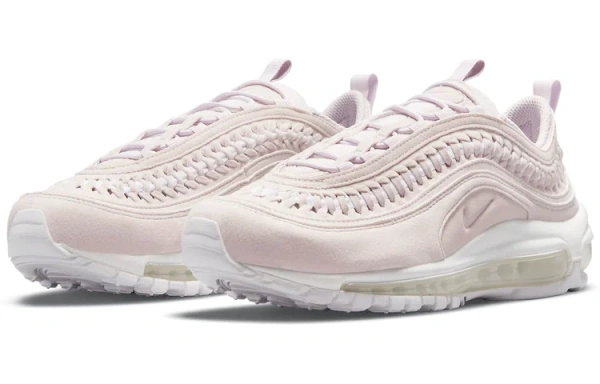 Nike Air Max 97 Vintage Устойчивые к истиранию Дышащие Низкие Повседневные Беговые Кроссовки Женские Розовые Белые Серые