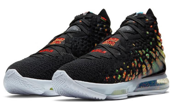Nike Lebron 17 Джеймс 17 High Топ Баскетбольные кроссовки для игры Унисекс Черная радуга Азиатская версия