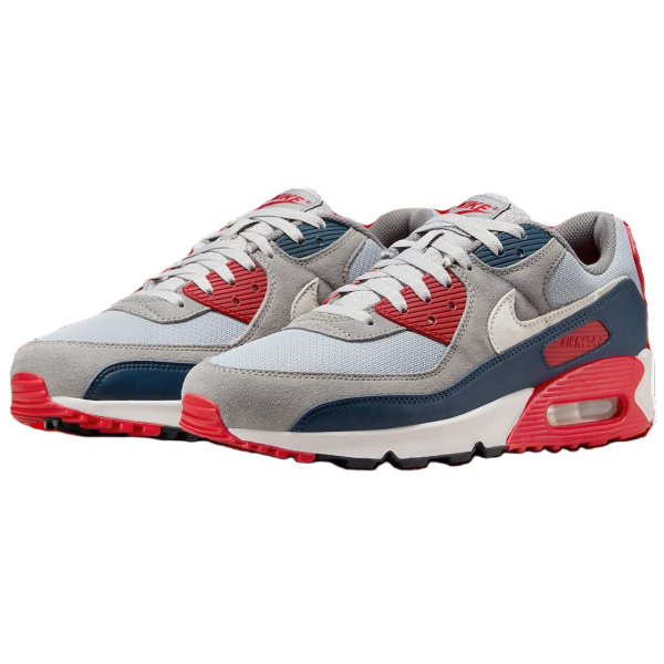 Nike Air Max 90 Износостойкий Дышащий Низкий Топ Повседневная Обувь Мужская Серый Синий Красный